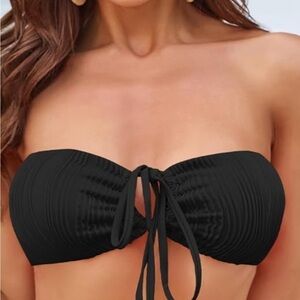 ZAFUL Black Women's Bandeau Bikini top O Ring Strapless Swimsuit size M/6. A48